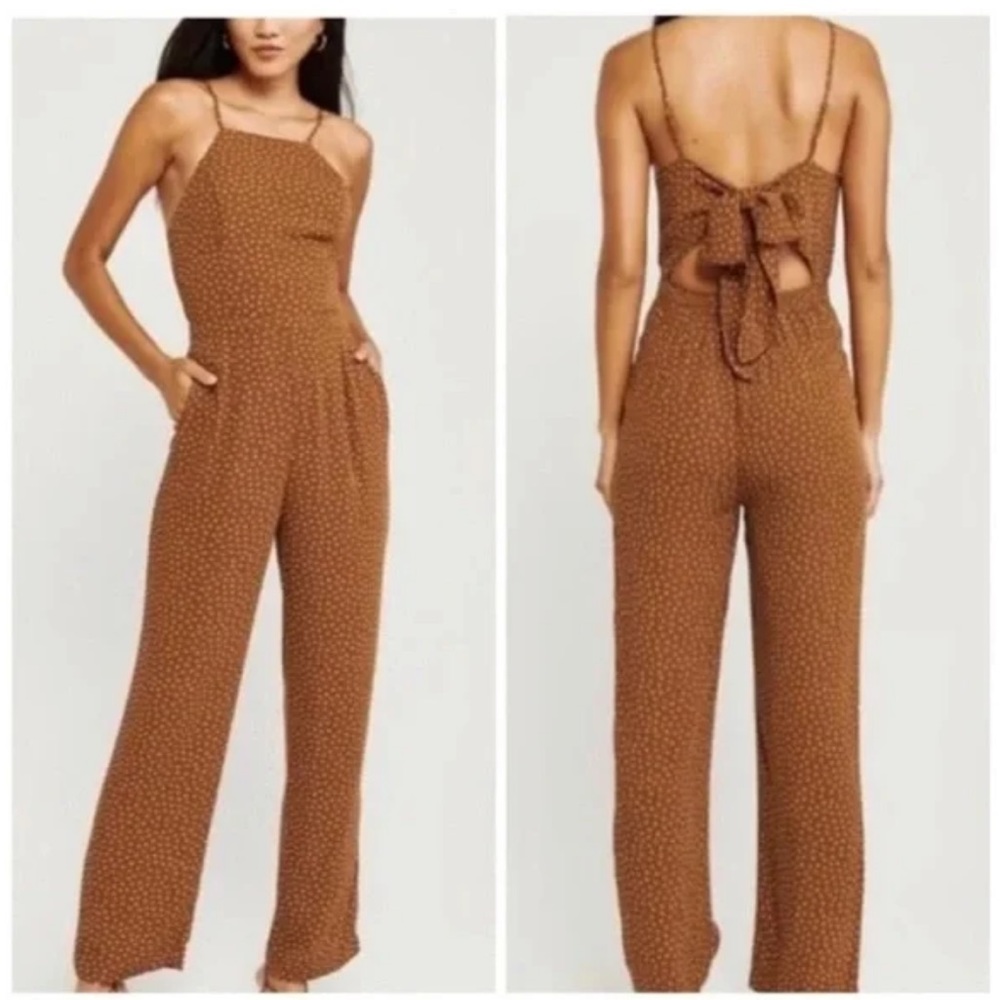 Abercrombie & Fitch Jumpsuit Size S Orange and White Polka Dot Print